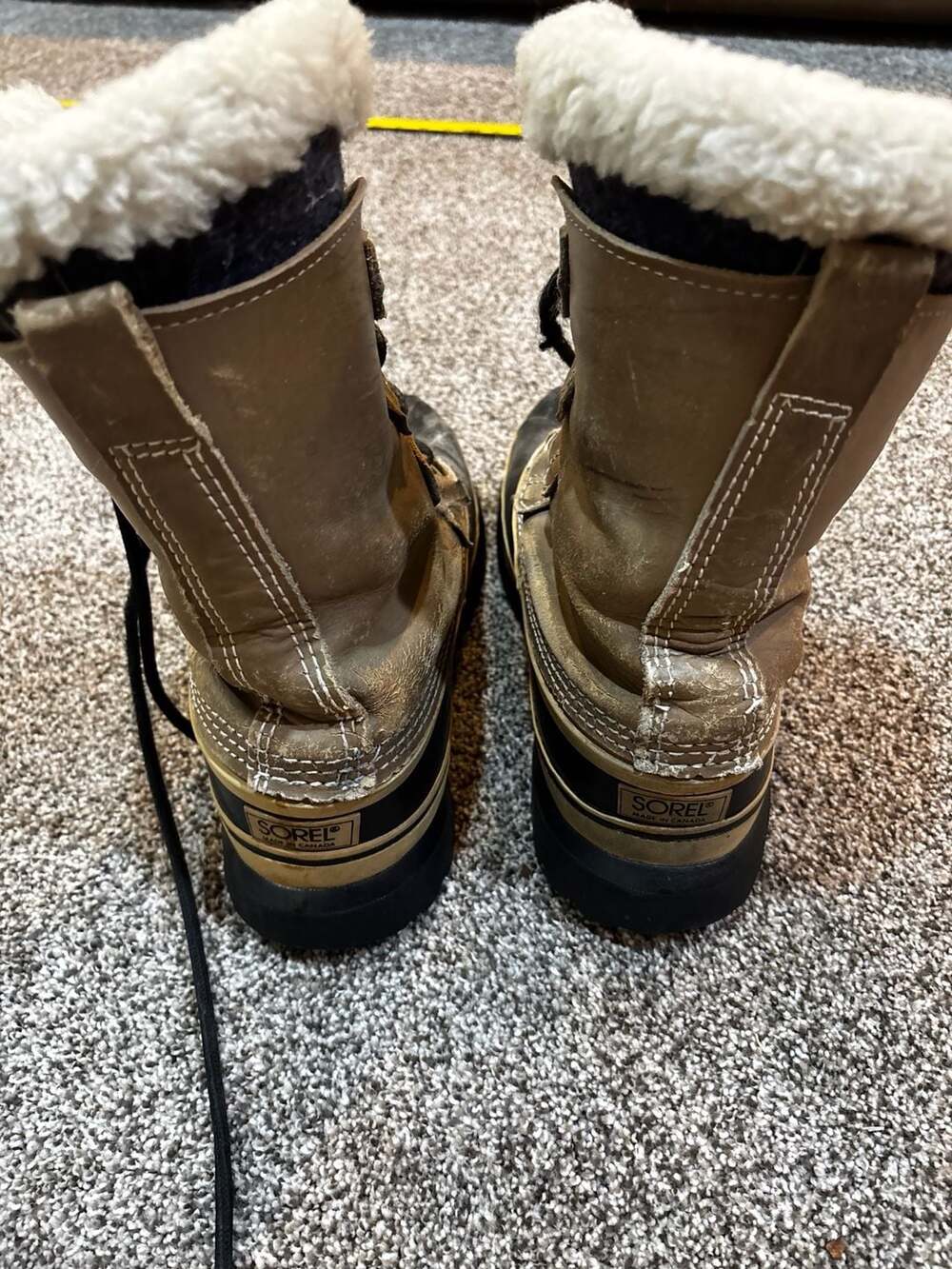 Vintage Sorel Kaufman Caribou Tan Leather Waterproof Winter Snow Boots - Picture 3 of 6